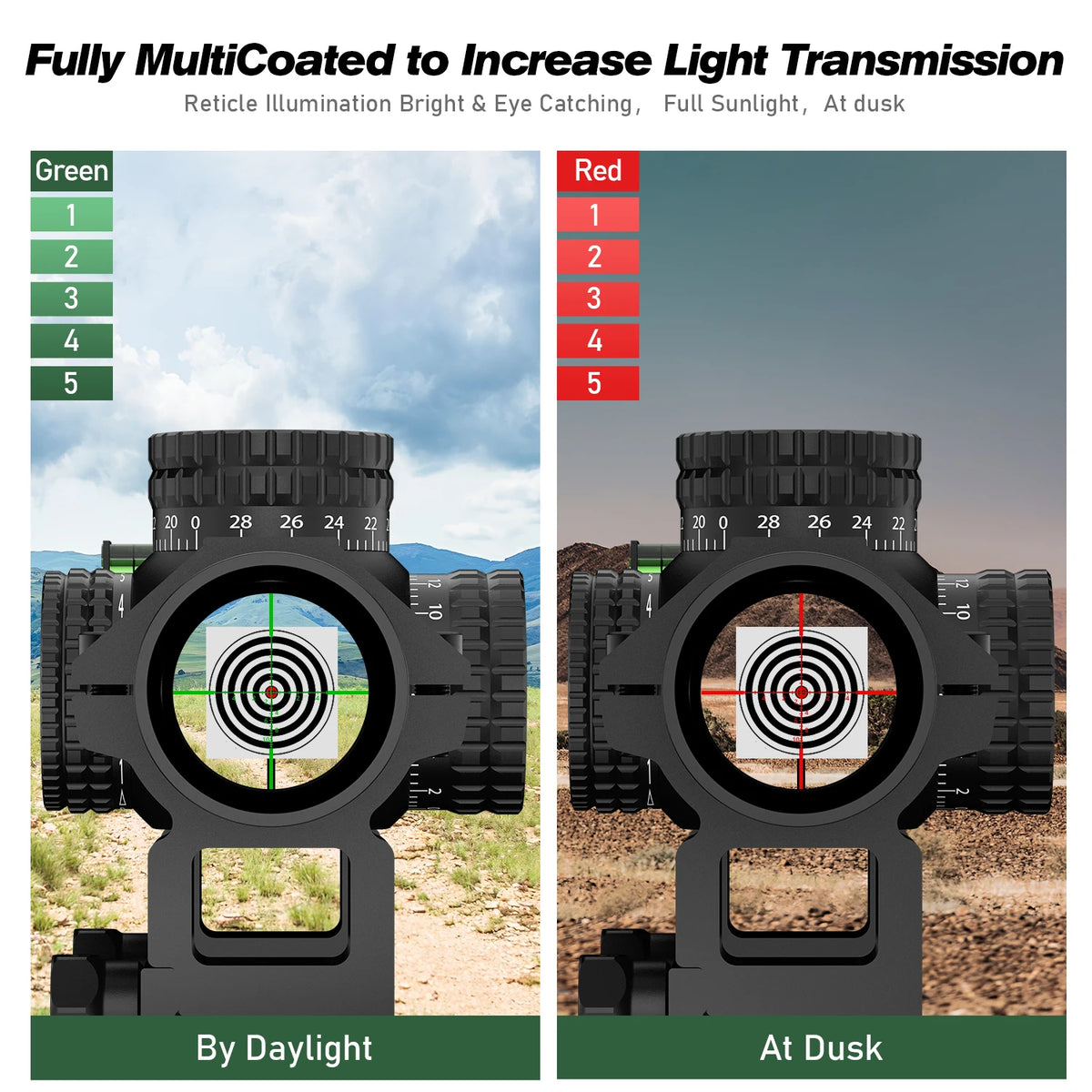 Bestsight Tactical Riflescope With Illuminated Red And Green Reticle