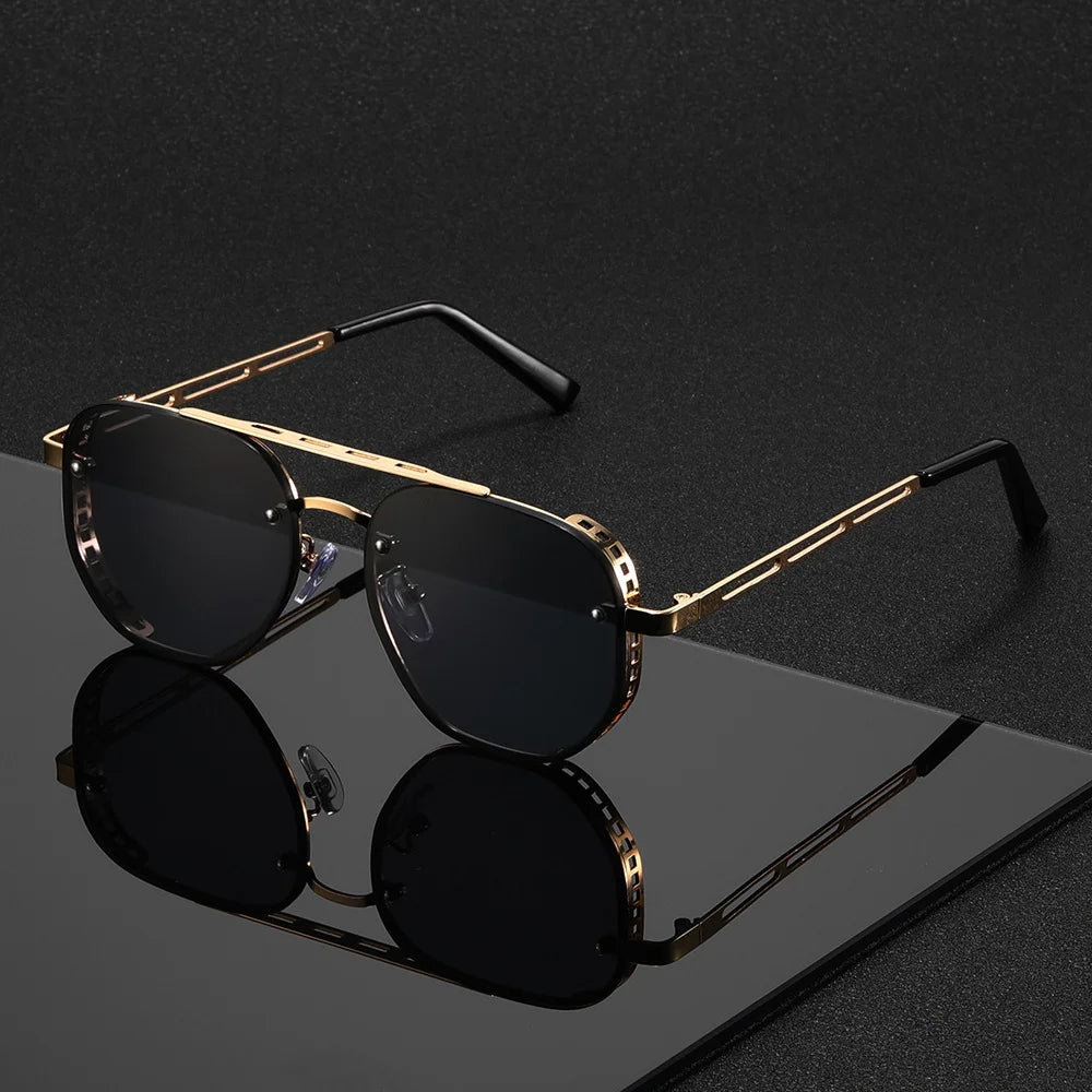 OPUYYM Classic Double Beam Metal Sunglasses Unisex Design