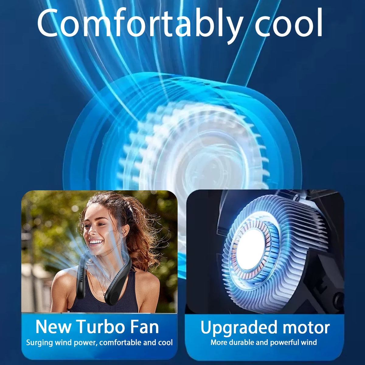 Rechargeable Bladeless Portable Neck Fan For Work Travel And Camping