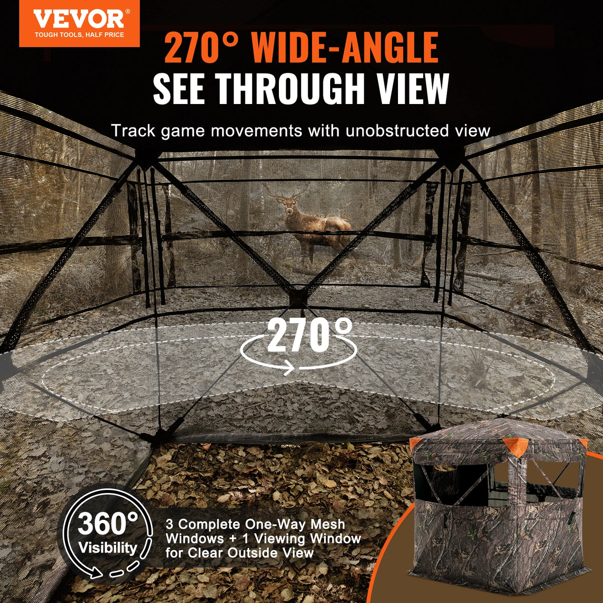 SucceBuy Portable See Through Hunting Ground Blind With Mesh