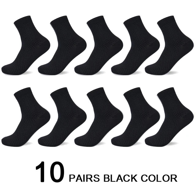 Men's Bamboo Fiber Socks 10 Pairs Pack Comfort Crew Length