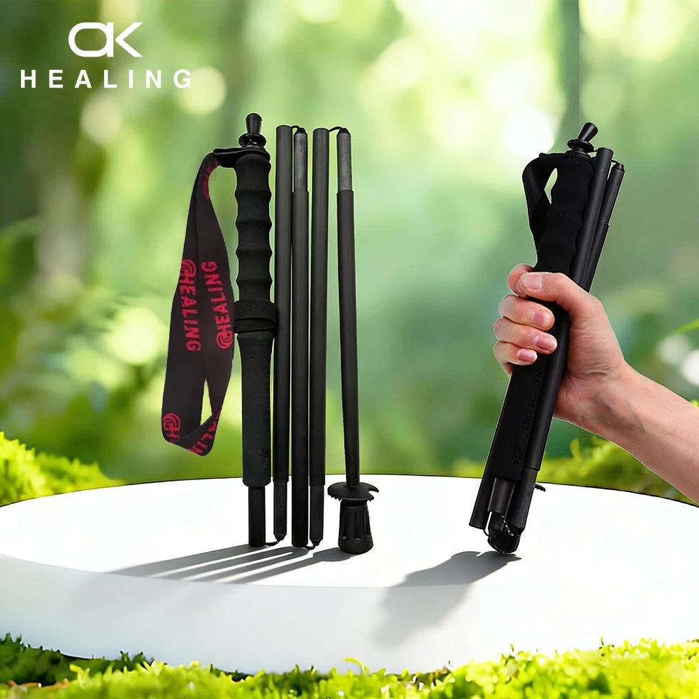 OKHEALING Carbon Fiber Foldable Antishock Trekking Poles For Hiking