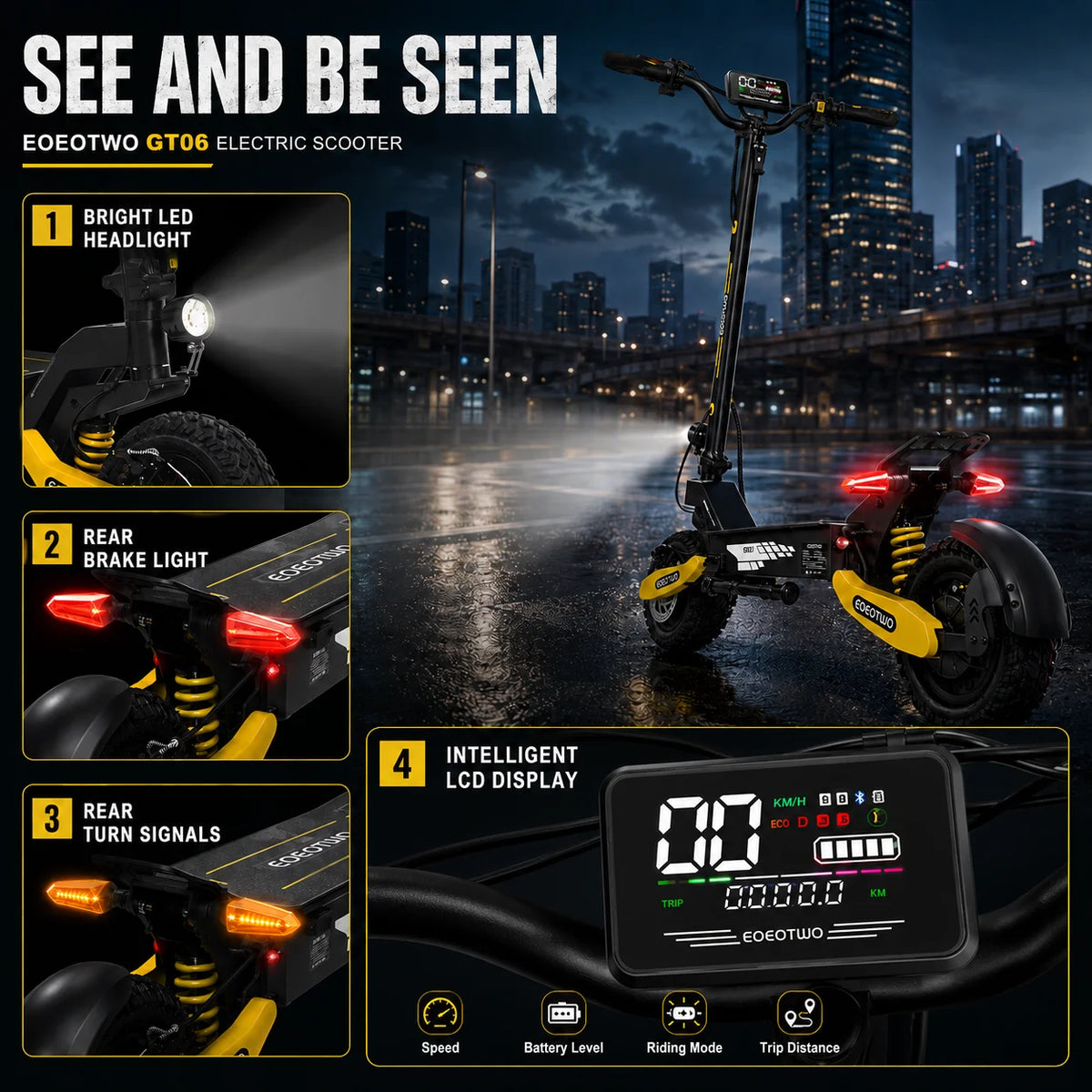 EOEOTWO 1200W Off Road Electric Scooter For Commuting