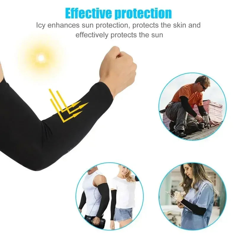 Cooling Ice Silk Arm Sleeves For Sun Protection While Outdoors