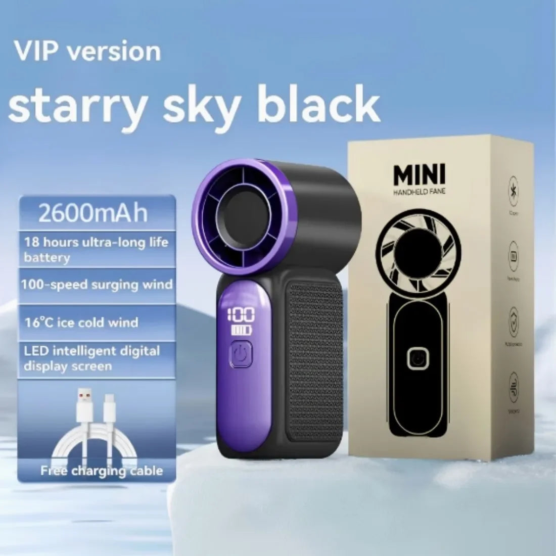 USB Rechargeable Turbo Handheld Fan for Portable Outdoor Cooling