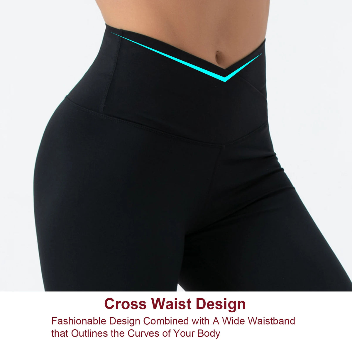 THE GYM PEOPLE Women's V Cross Waist Yoga Capris Leggings