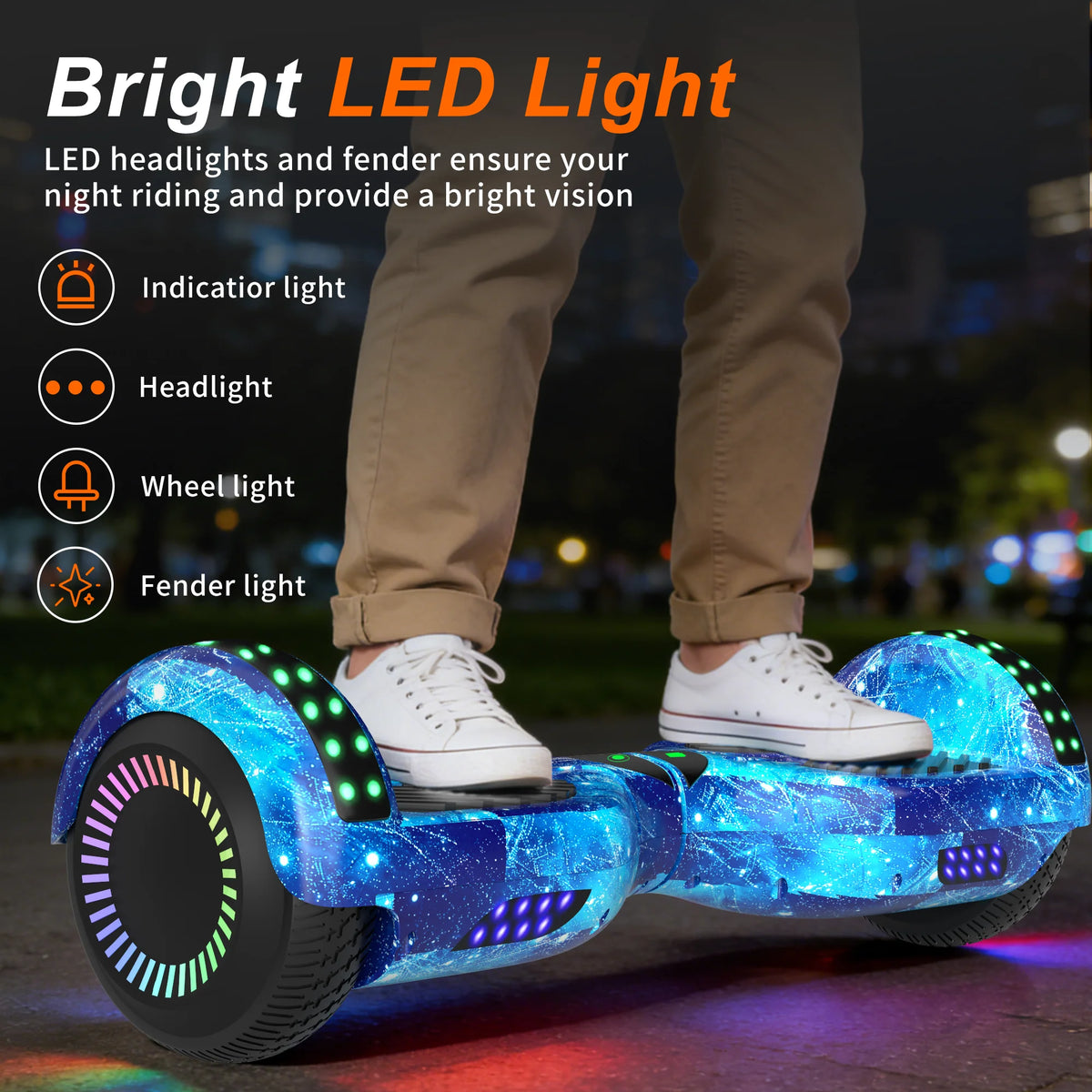 Commugo Self Balancing Hoverboard With Bluetooth Speaker And LED Lights