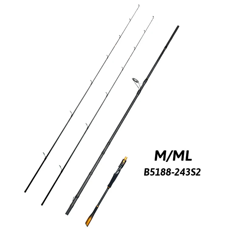 Biutifu 2 Tip Fast Action Carbon Fishing Rod Fuji Guides
