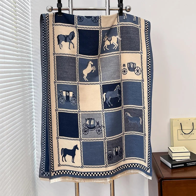 Irojeff Soft Women Horse Print Winter Scarf Shawl Wraps