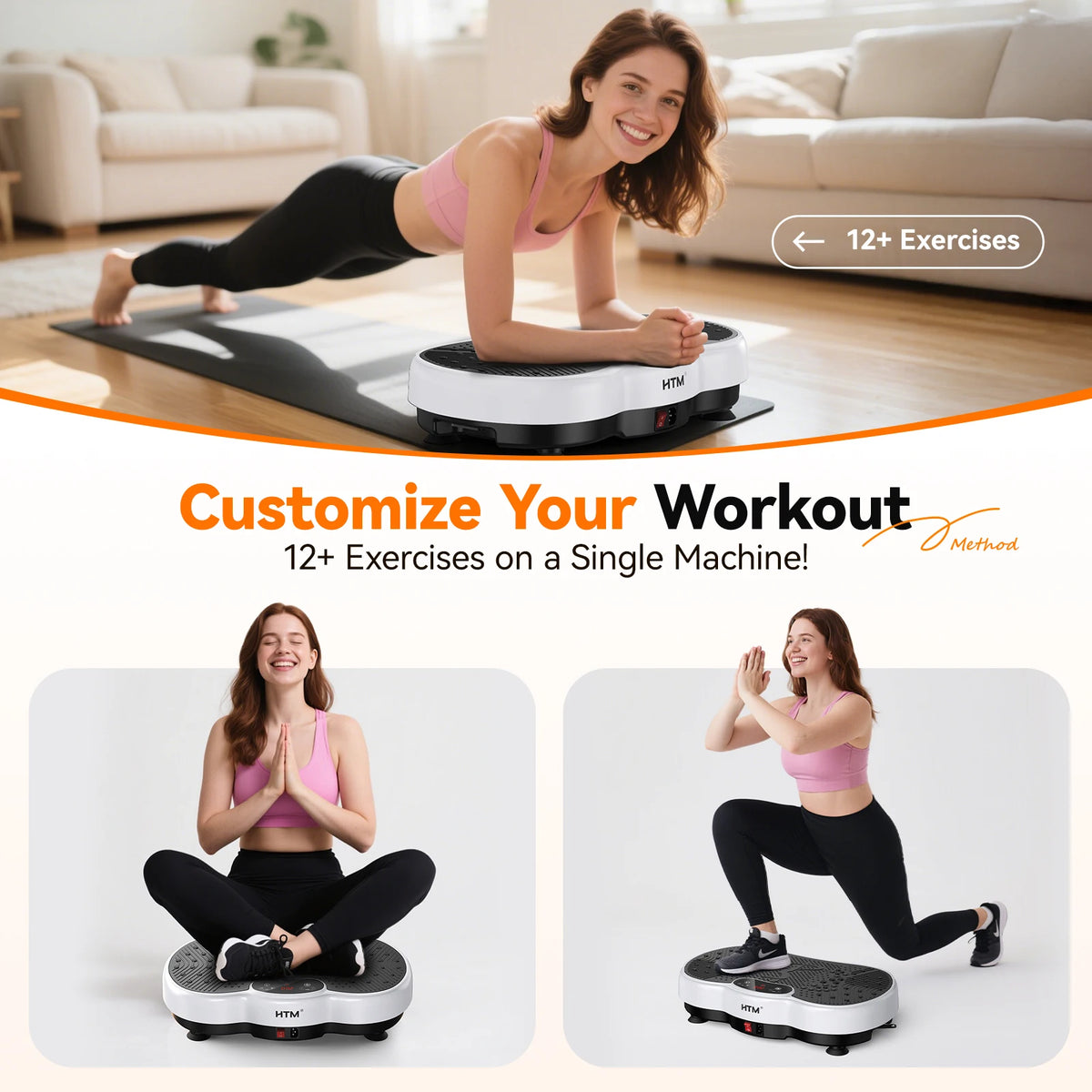 Portable Adjustable Vibration Exercise Plate Full Body Fitness Workout Machine