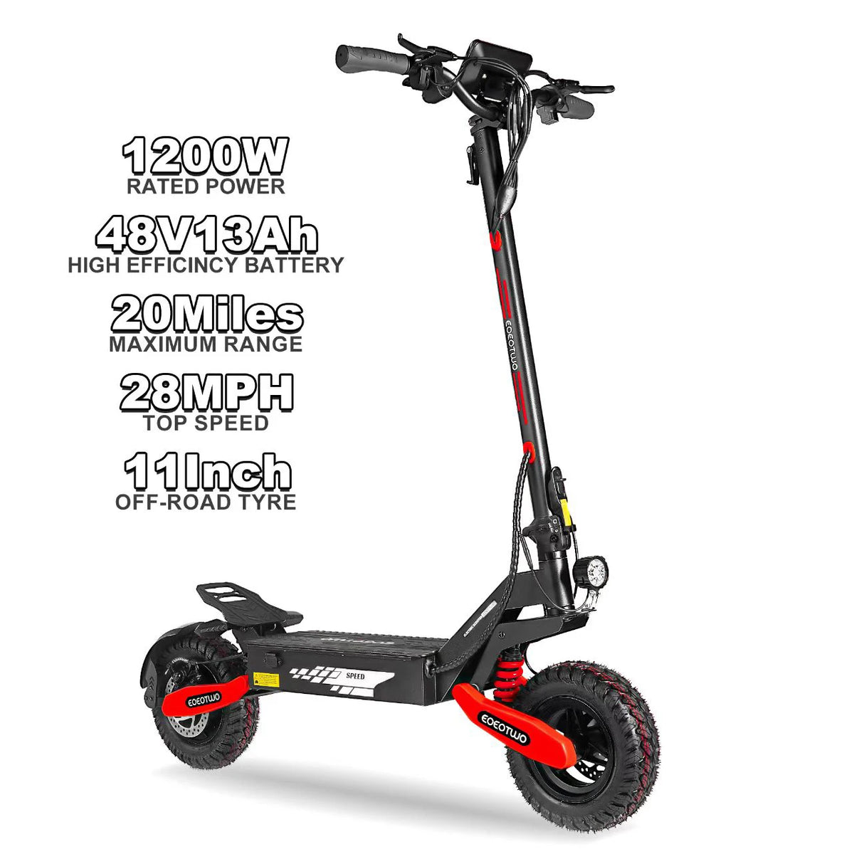 EOEOTWO 1200W Off Road Electric Scooter For Commuting
