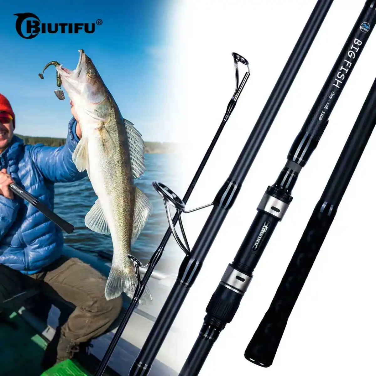 BIUTIFU Bigfish Carbon Carp Surfcasting Fishing Rod for Shore Casting