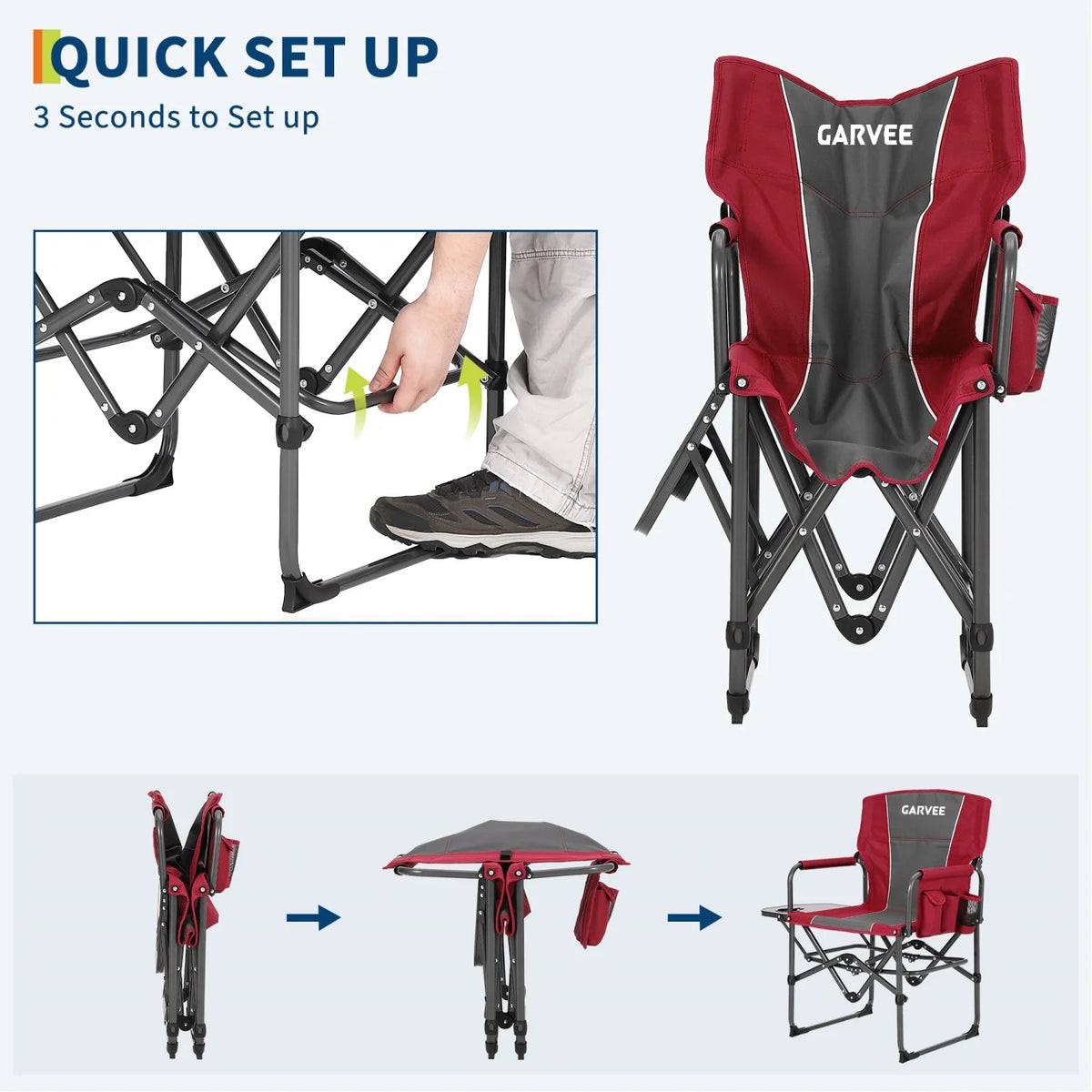 HiMISS Heavy Duty Folding Director Chair With Side Cup Holder