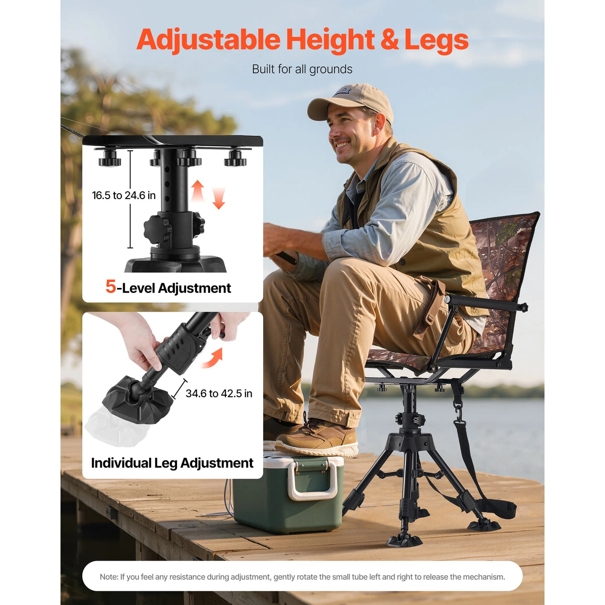 Foldable Silent Swivel Hunting Chair For Outdoor Camping Seating