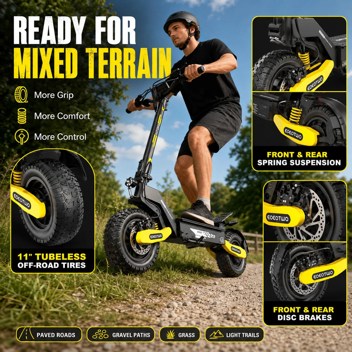 EOEOTWO 1200W Off Road Electric Scooter For Commuting