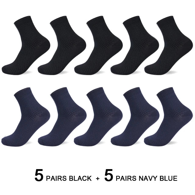 Men's Bamboo Fiber Socks 10 Pairs Pack Comfort Crew Length