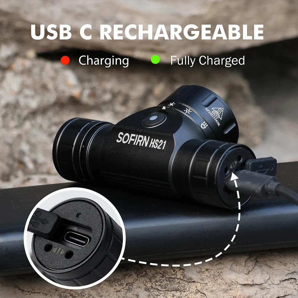 Sofirn HS21 2000 Lumens Rechargeable USBC EDC Headlamp For Camping