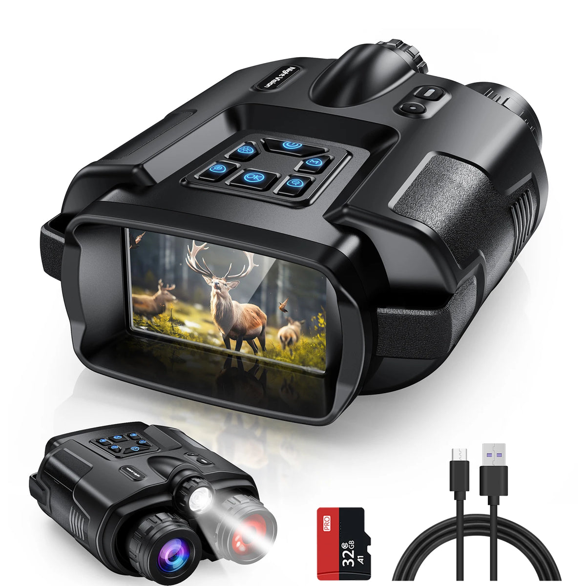 Rechargeable 4K Night Vision Binoculars With Infrared Digital Zoom