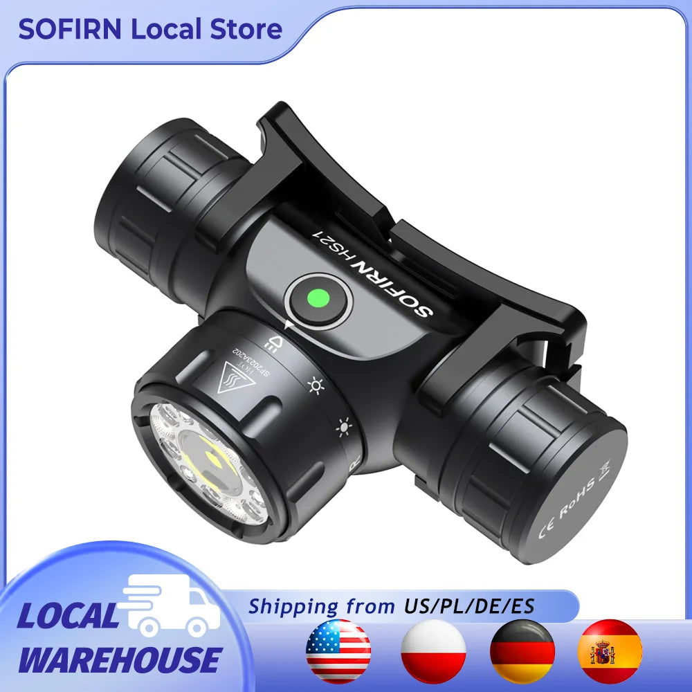 Sofirn HS21 2000 Lumens Rechargeable USBC EDC Headlamp For Camping