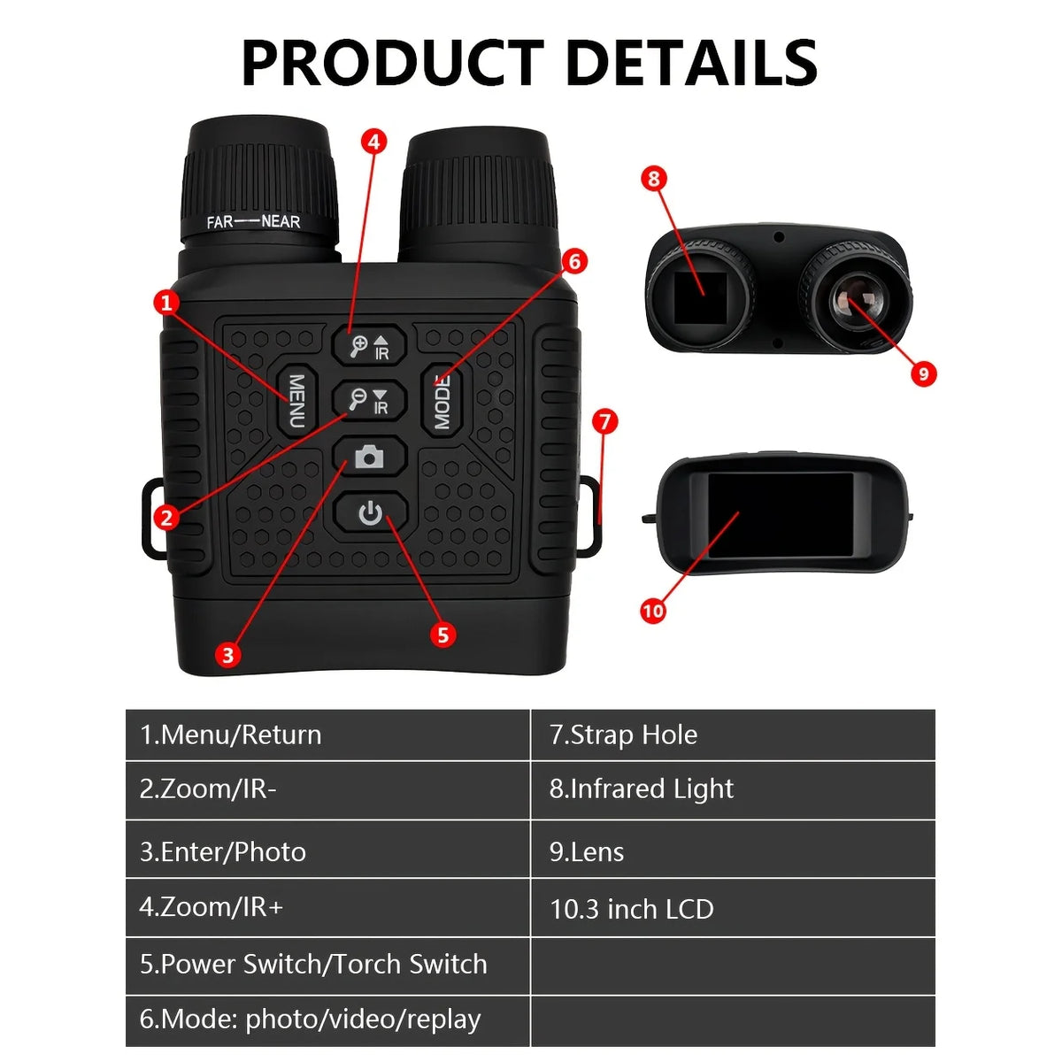 Rechargeable 2.5K Night Vision Monocular With 6X Infrared Zoom