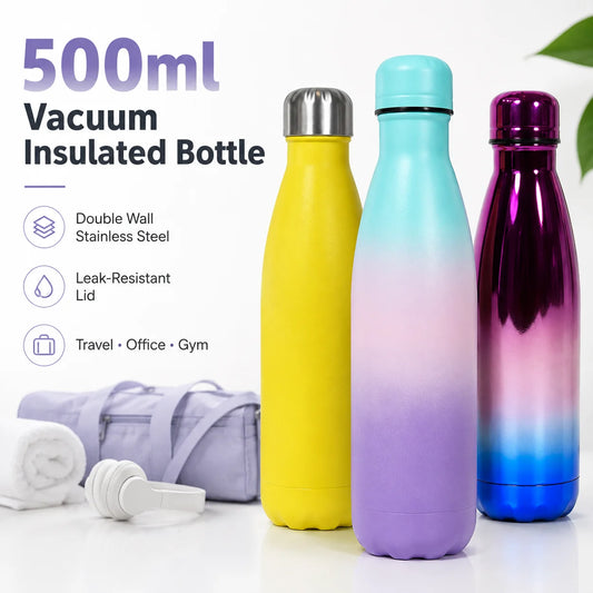 Double Wall Vacuum Insulated Stainless Steel Leak Resistant Water Bottle