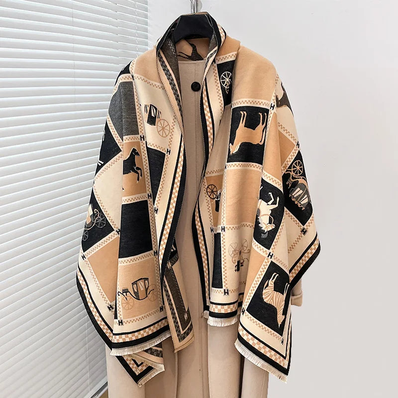 Irojeff Soft Women Horse Print Winter Scarf Shawl Wraps