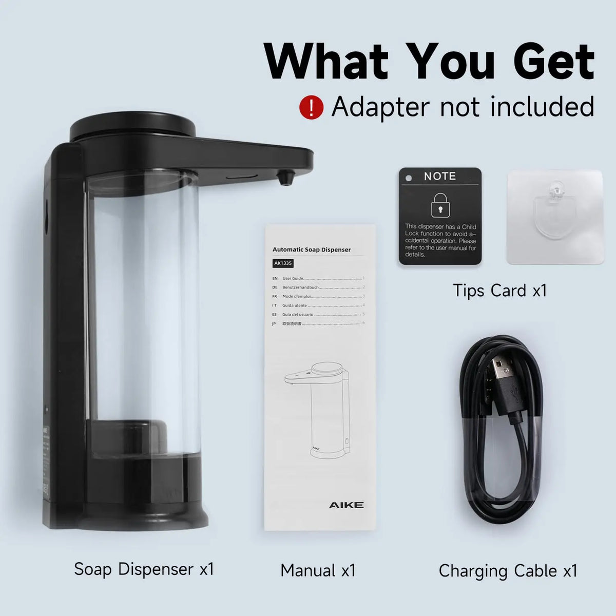 Aike Automatic Liquid Soap Dispenser Touchless Wall Mounted Design
