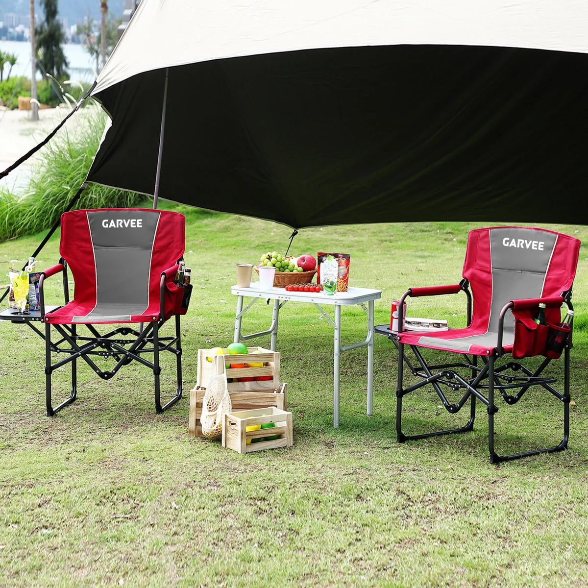 HiMISS Heavy Duty Folding Director Chair With Side Cup Holder