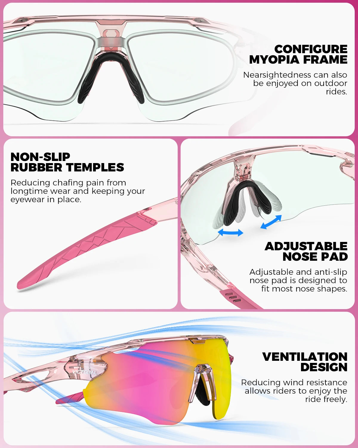 Photochromic Sports Sunglasses With UV Protection For Outdoor Activities