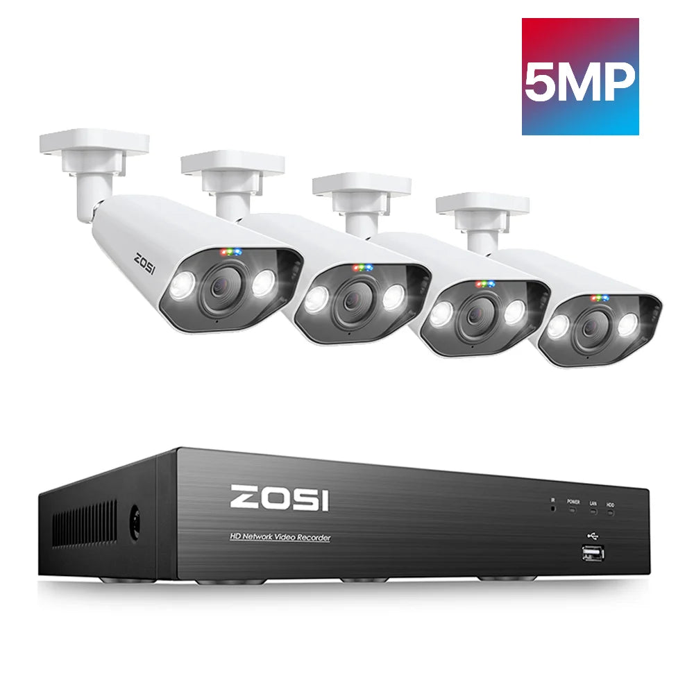 Zosi 8Ch 4K PoE CCTV Outdoor Security Camera Nvr Kit