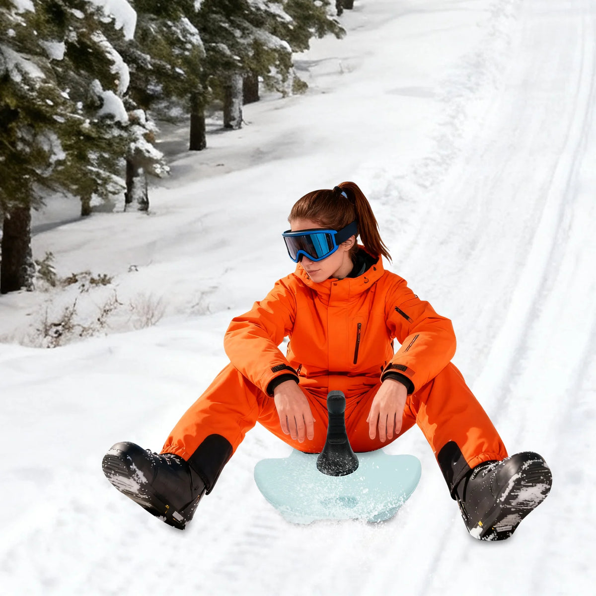 Portable Handheld Outdoor Snow Sled With Ergonomic Curved Handle