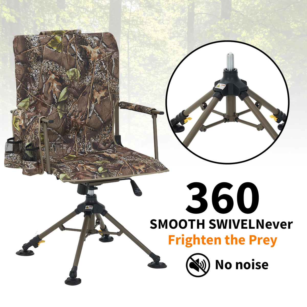 HOSSLLY 360 Degree Swivel Camping Chair with Mesh Backrest