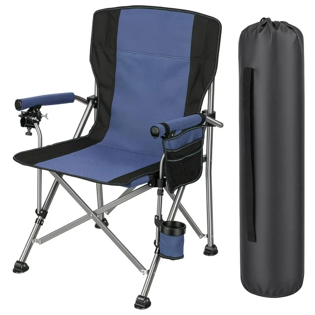 Heavy Duty Folding Fishing Chair With Rod Holder For Camping