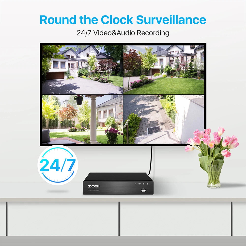 Zosi 8Ch 4K PoE CCTV Outdoor Security Camera Nvr Kit