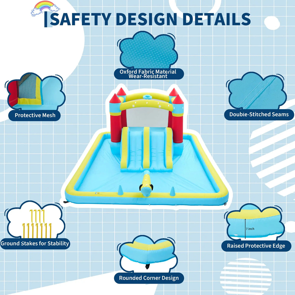 HiMISS Inflatable Bounce House With Slide And Splash Pool Playset