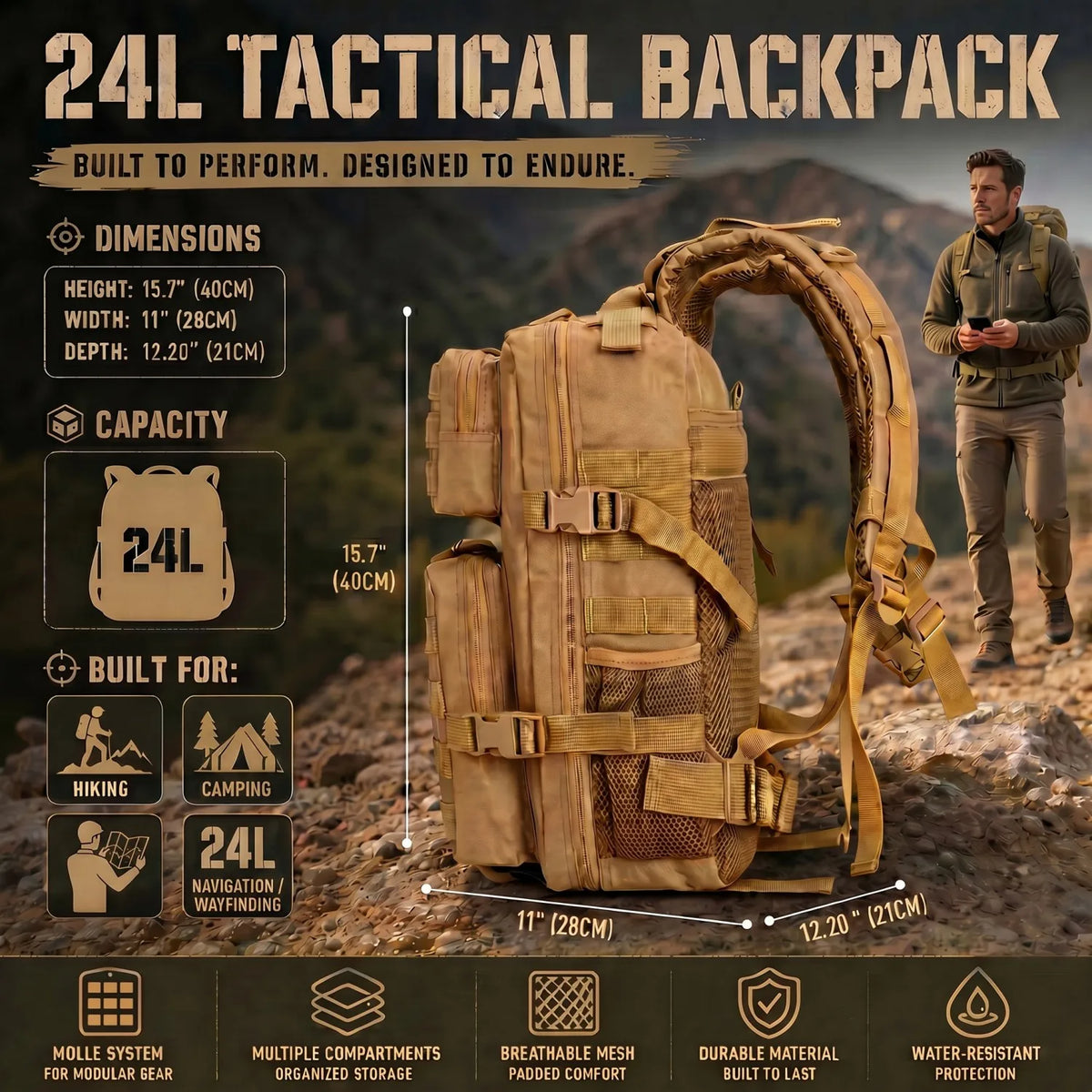 ReFire Gear Tactical Hunting Backpack With Modular Molle System Design