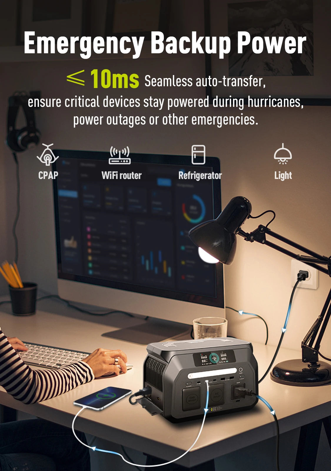 IEE 800W Portable Power Station Featuring 512Wh Reliable Backup Power