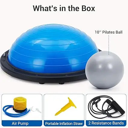 Half Balance Ball Trainer With Resistance Bands For Yoga Fitness