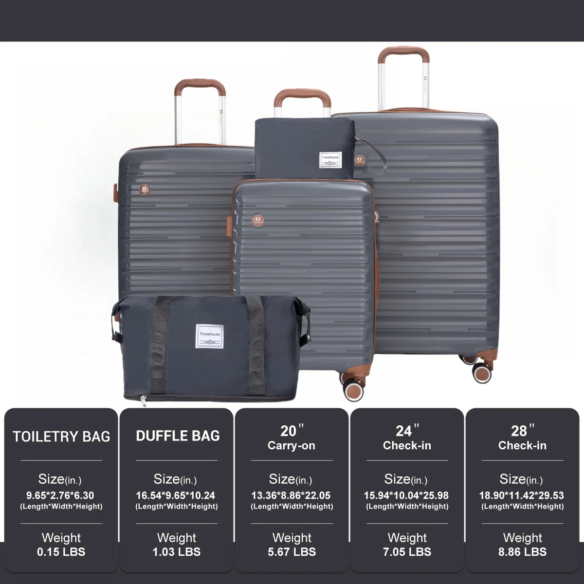 Travelhouse Hardcase Spinner Luggage Set With TSA Lock