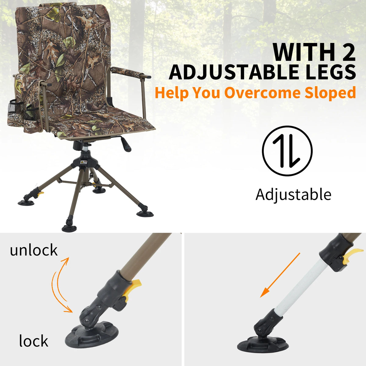 HOSSLLY 360 Degree Swivel Camping Chair with Mesh Backrest