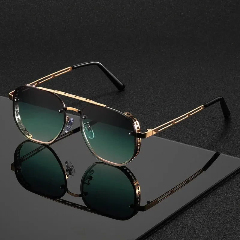 OPUYYM Classic Double Beam Metal Sunglasses Unisex Design