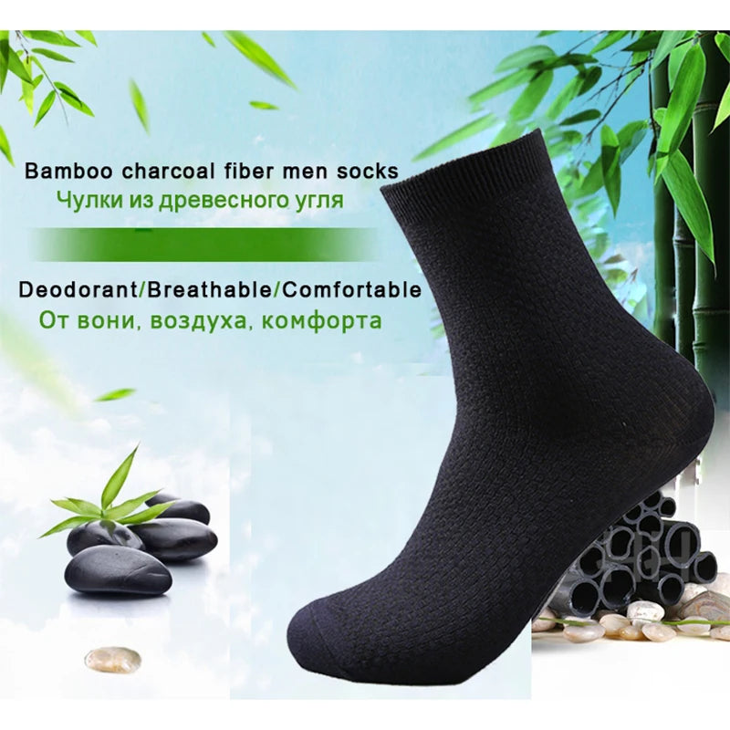 Men's Bamboo Fiber Socks 10 Pairs Pack Comfort Crew Length