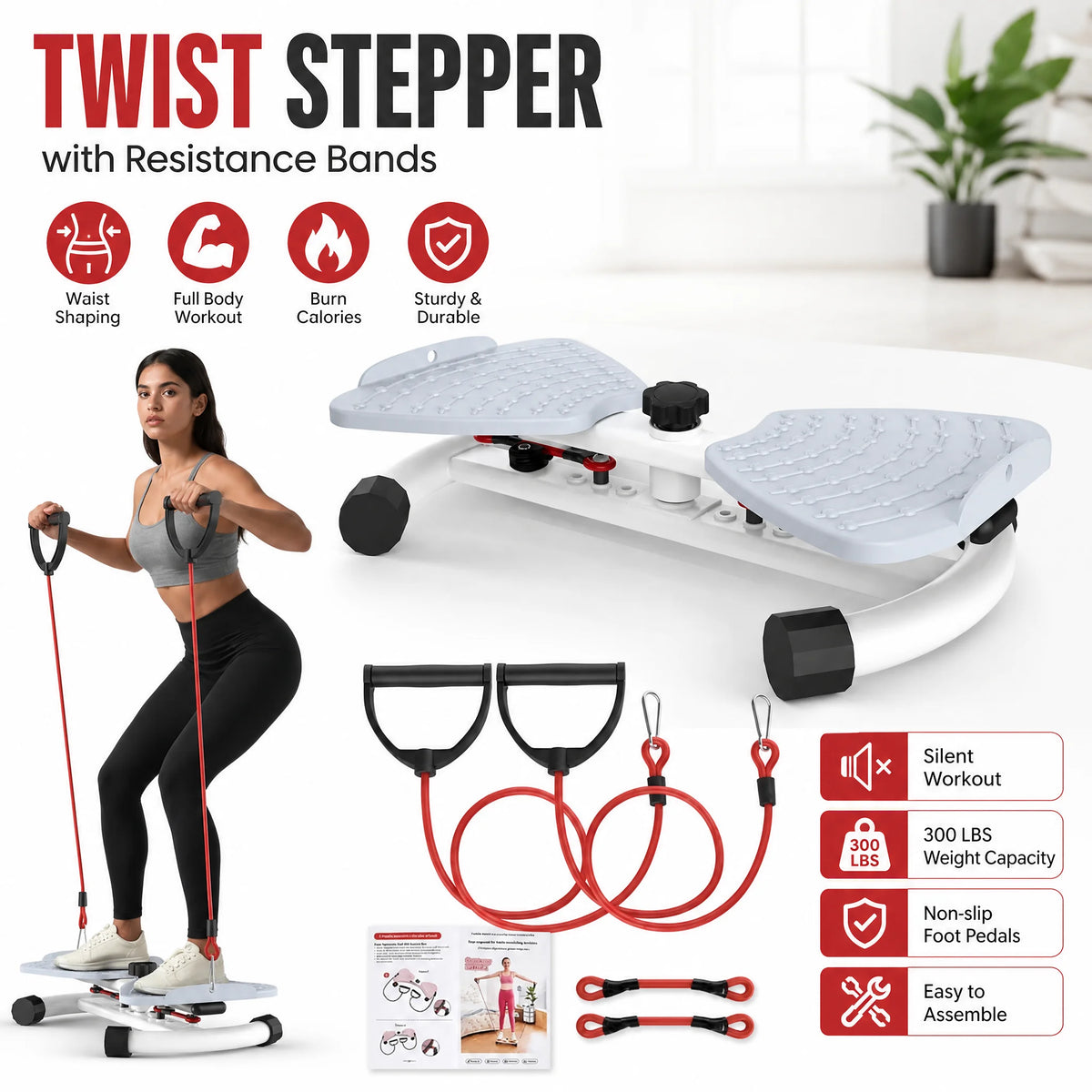 Twist Waist Disc With Resistance Bands For Home Fitness Training