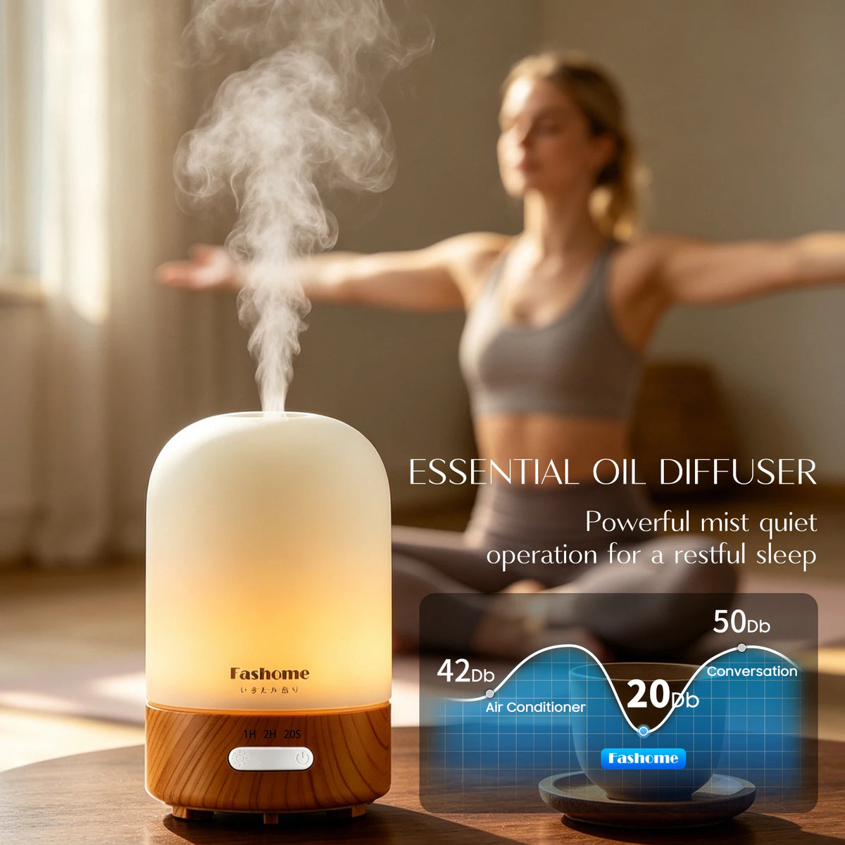 Fashome Ultrasonic Essential Oil Glass Aroma Diffuser And Humidifier
