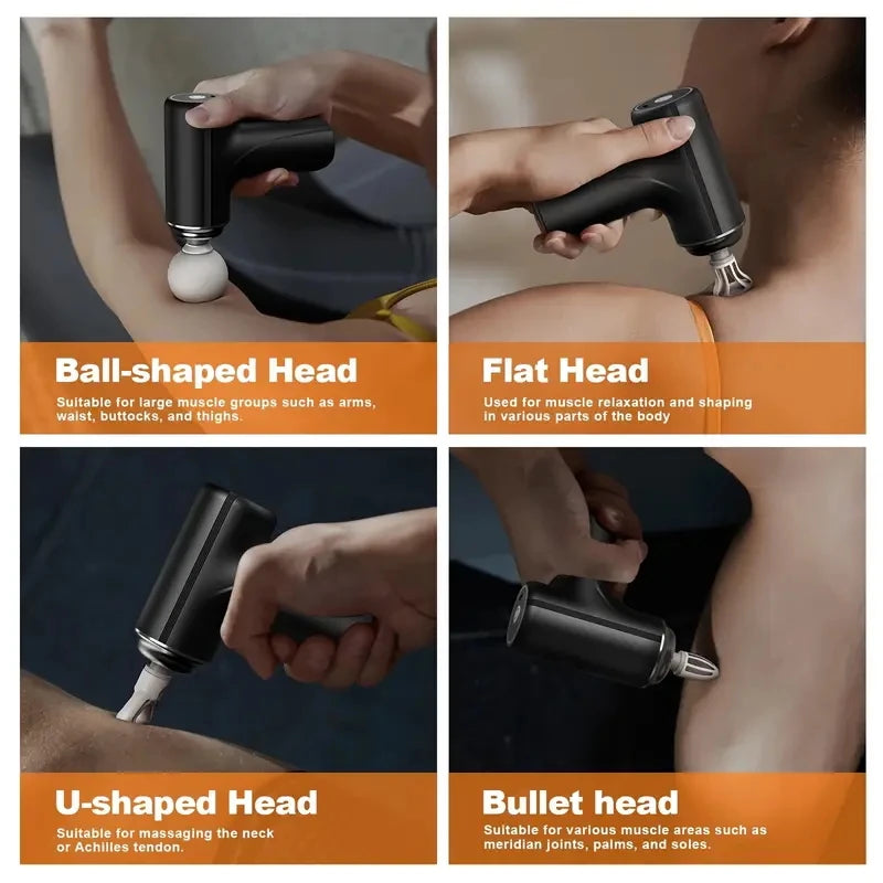 Portable Electric Fascia Massage Gun with 4 Heads 6 Modes