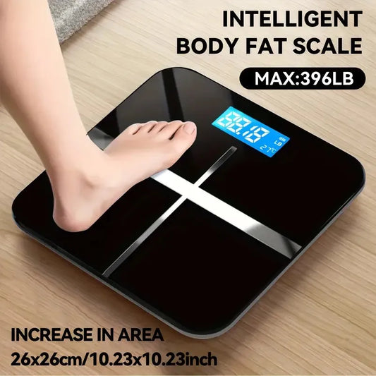 Digital Bathroom Scale With Tempered Glass Platform And Weight LCD Readout