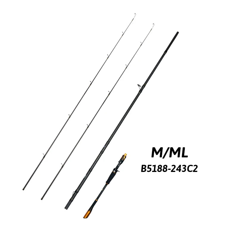 Biutifu 2 Tip Fast Action Carbon Fishing Rod Fuji Guides
