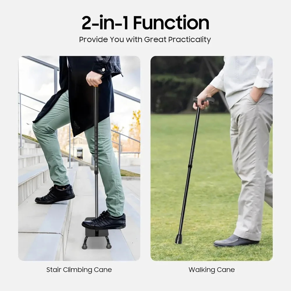 Aluminum Four Leg Stair Climbing Mobility Cane With Adjustable Support