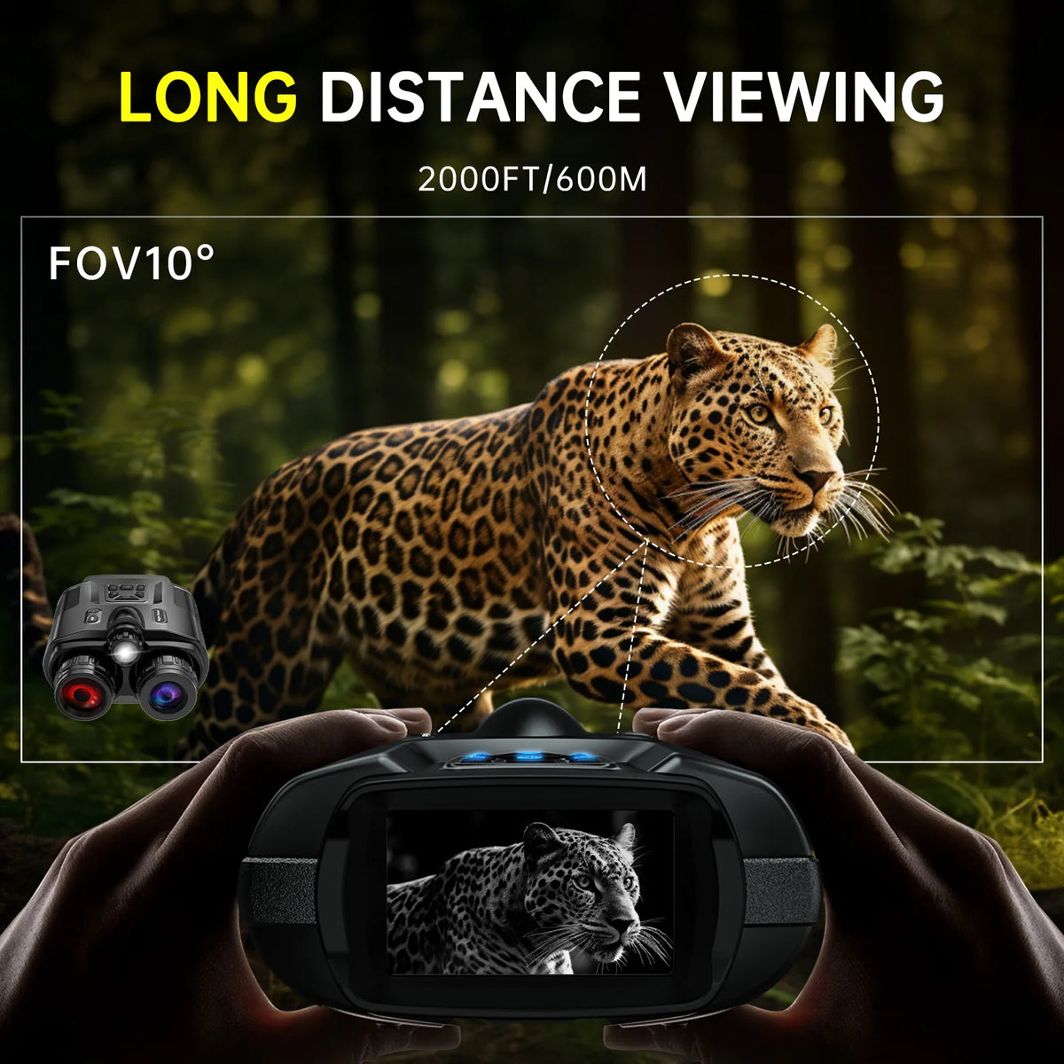 DIYIMIN Night Vision Binoculars 8X Magnification Infrared Rechargeable Scope
