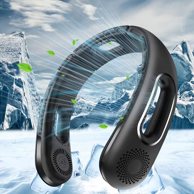 USB Rechargeable Bladeless Neck Fan For Portable Outdoor Cooling